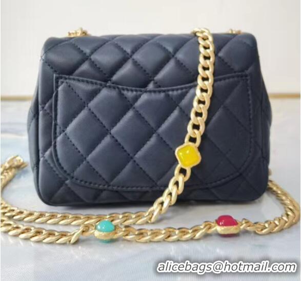 Affordable Price Chanel flap bag Lambskin Resin & Gold-Tone Metal AS2379 dark blue