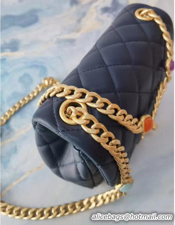 Affordable Price Chanel flap bag Lambskin Resin & Gold-Tone Metal AS2379 dark blue