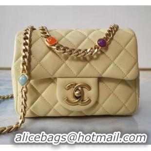 Super Quality Chanel flap bag Lambskin Resin & Gold-Tone Metal AS2379 Yellow