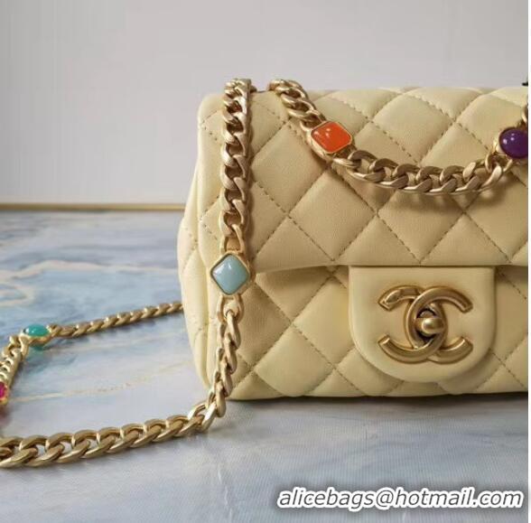 Super Quality Chanel flap bag Lambskin Resin & Gold-Tone Metal AS2379 Yellow