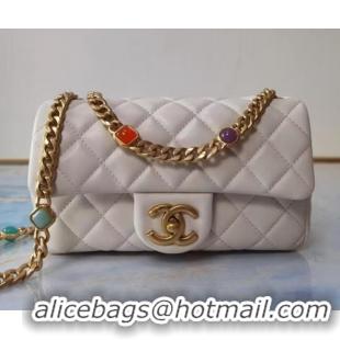 Good Product Chanel flap bag Lambskin Resin & Gold-Tone Metal AS2380 white