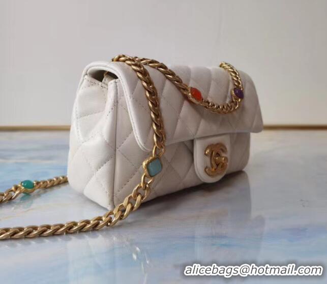 Good Product Chanel flap bag Lambskin Resin & Gold-Tone Metal AS2380 white