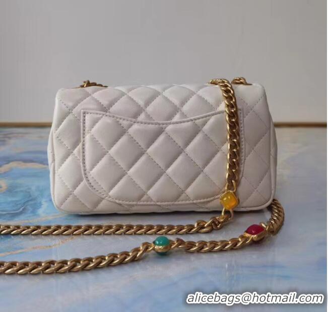 Good Product Chanel flap bag Lambskin Resin & Gold-Tone Metal AS2380 white