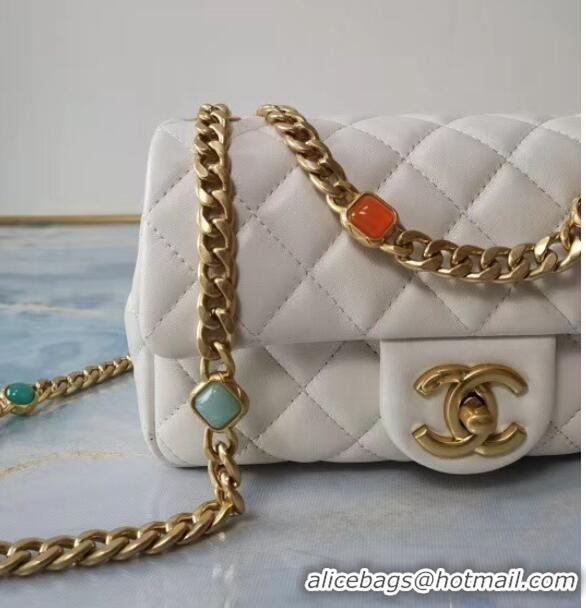 Good Product Chanel flap bag Lambskin Resin & Gold-Tone Metal AS2380 white