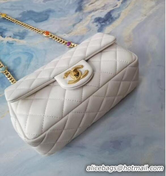 Good Product Chanel flap bag Lambskin Resin & Gold-Tone Metal AS2380 white