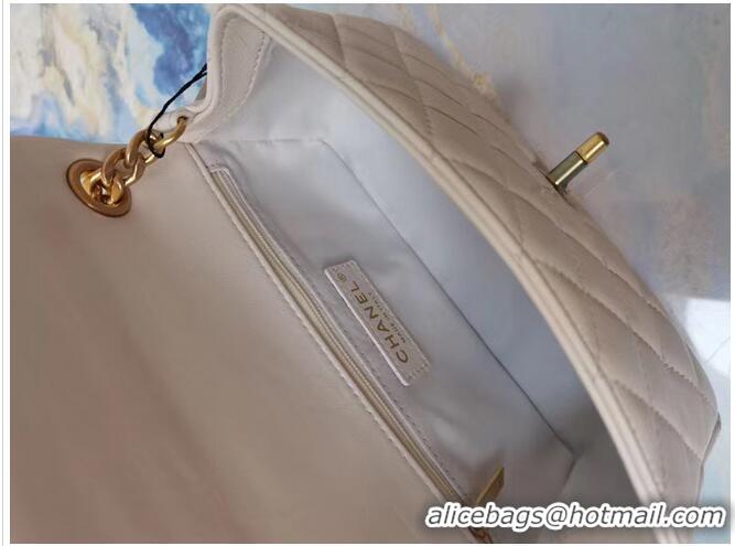 Good Product Chanel flap bag Lambskin Resin & Gold-Tone Metal AS2380 white