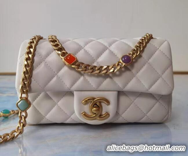 Good Product Chanel flap bag Lambskin Resin & Gold-Tone Metal AS2380 white