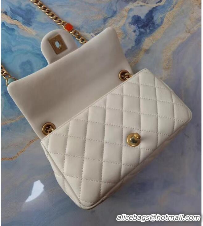 Good Product Chanel flap bag Lambskin Resin & Gold-Tone Metal AS2380 white