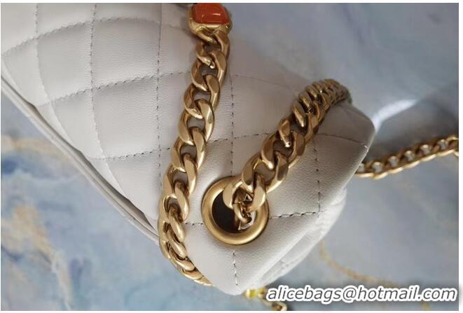 Good Product Chanel flap bag Lambskin Resin & Gold-Tone Metal AS2380 white