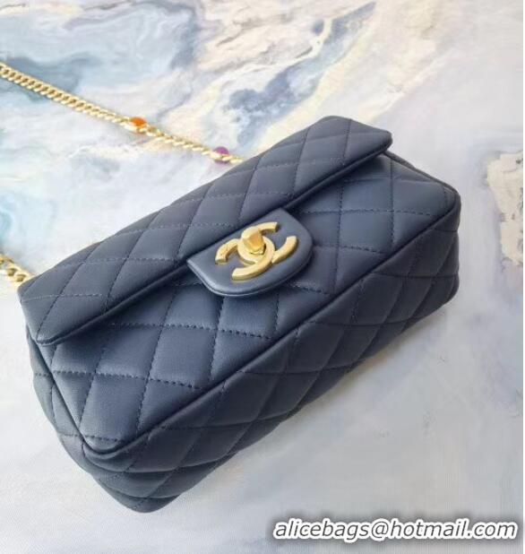 Good Looking Chanel flap bag Lambskin Resin & Gold-Tone Metal AS2380 Navy