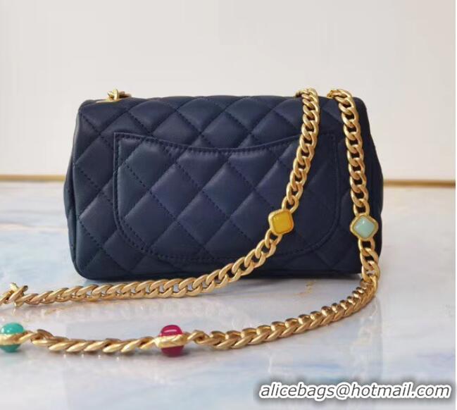 Good Looking Chanel flap bag Lambskin Resin & Gold-Tone Metal AS2380 Navy