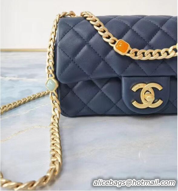 Good Looking Chanel flap bag Lambskin Resin & Gold-Tone Metal AS2380 Navy