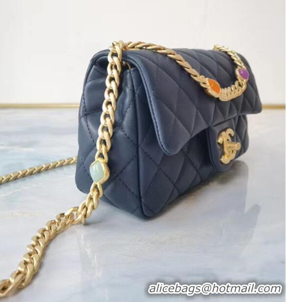 Good Looking Chanel flap bag Lambskin Resin & Gold-Tone Metal AS2380 Navy