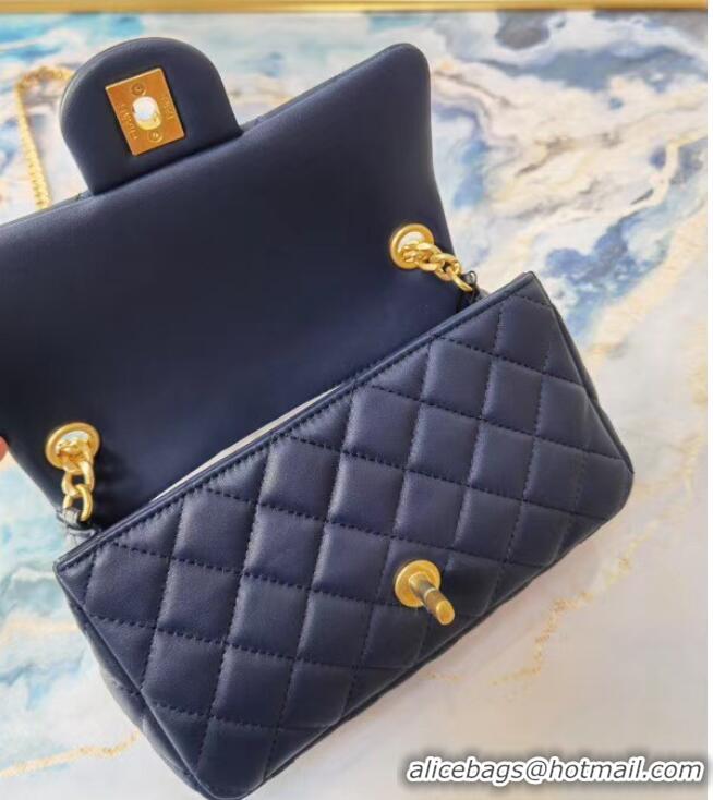 Good Looking Chanel flap bag Lambskin Resin & Gold-Tone Metal AS2380 Navy