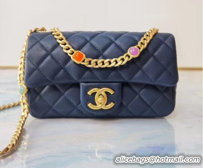 Good Looking Chanel flap bag Lambskin Resin & Gold-Tone Metal AS2380 Navy