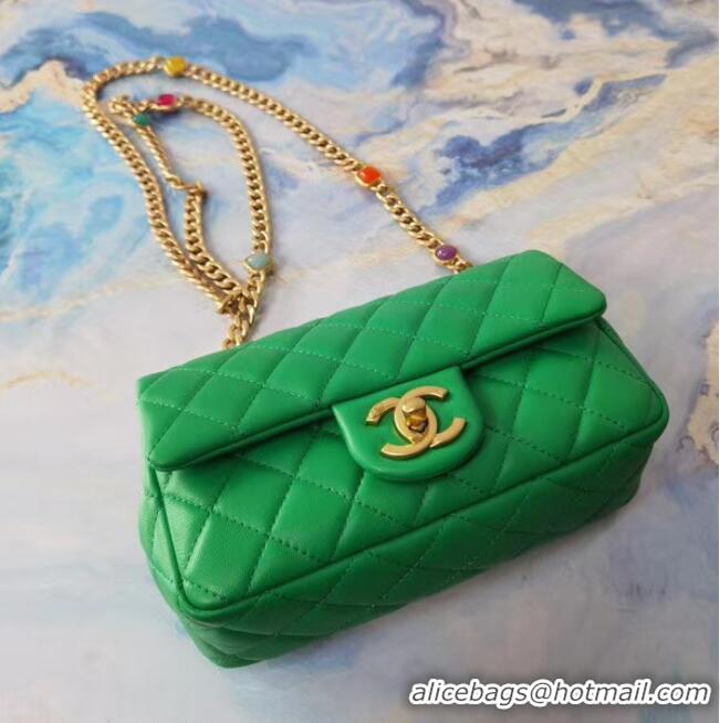 Promotional Chanel flap bag Lambskin Resin & Gold-Tone Metal AS2380 green