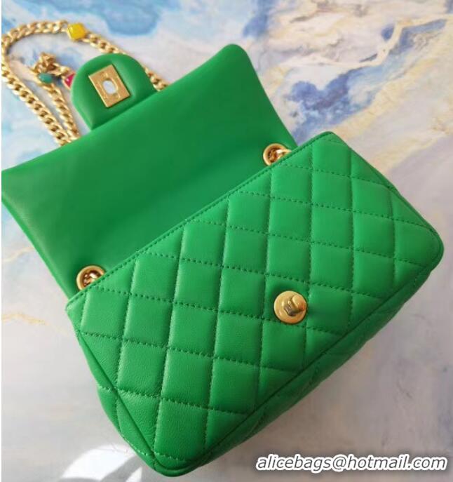 Promotional Chanel flap bag Lambskin Resin & Gold-Tone Metal AS2380 green