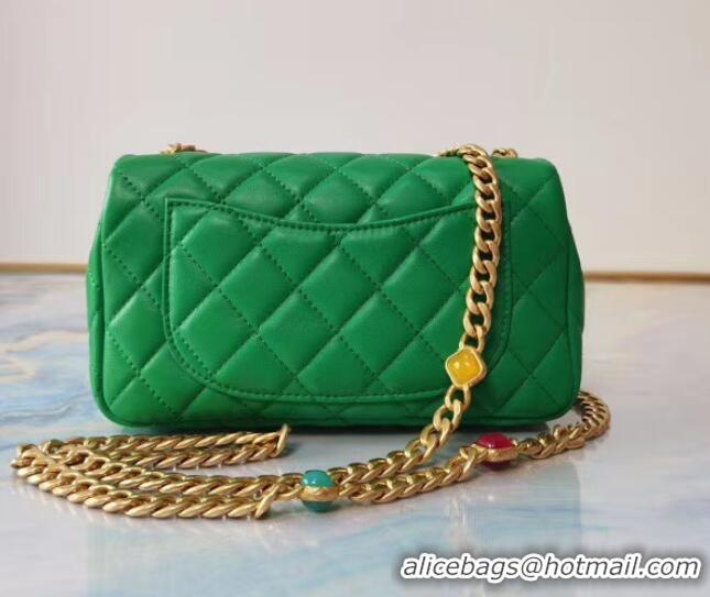 Promotional Chanel flap bag Lambskin Resin & Gold-Tone Metal AS2380 green