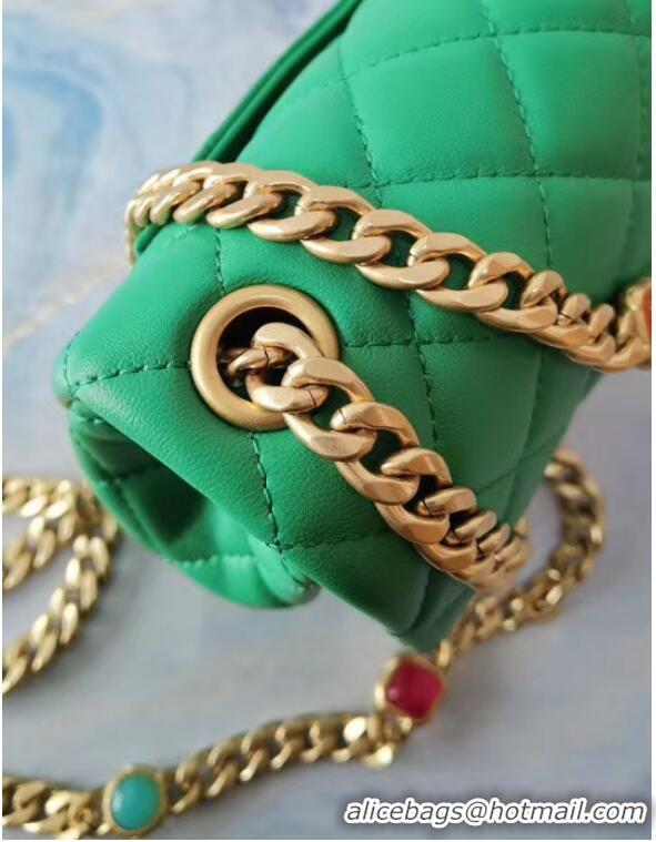 Promotional Chanel flap bag Lambskin Resin & Gold-Tone Metal AS2380 green