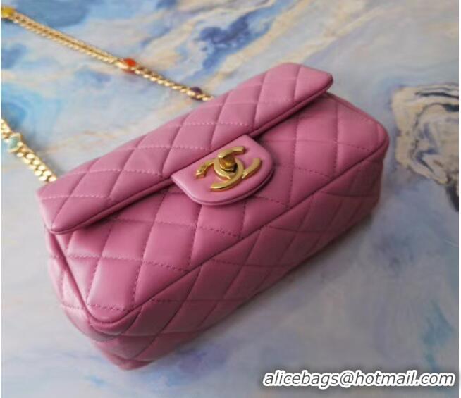 Buy Discount Chanel flap bag Lambskin Resin & Gold-Tone Metal AS2380 Pink