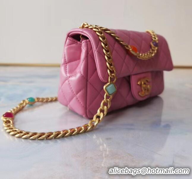 Buy Discount Chanel flap bag Lambskin Resin & Gold-Tone Metal AS2380 Pink