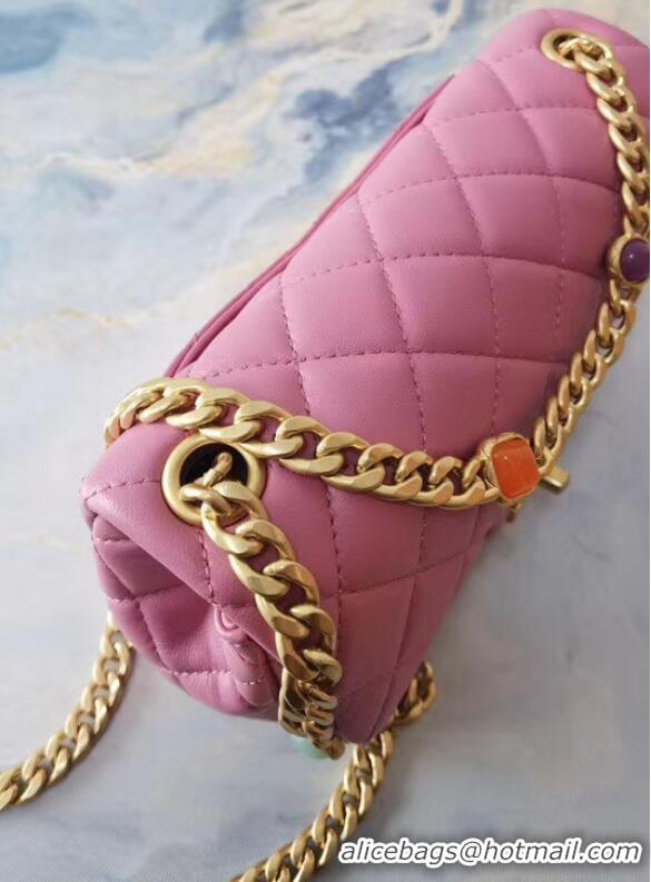 Buy Discount Chanel flap bag Lambskin Resin & Gold-Tone Metal AS2380 Pink