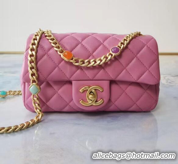 Buy Discount Chanel flap bag Lambskin Resin & Gold-Tone Metal AS2380 Pink