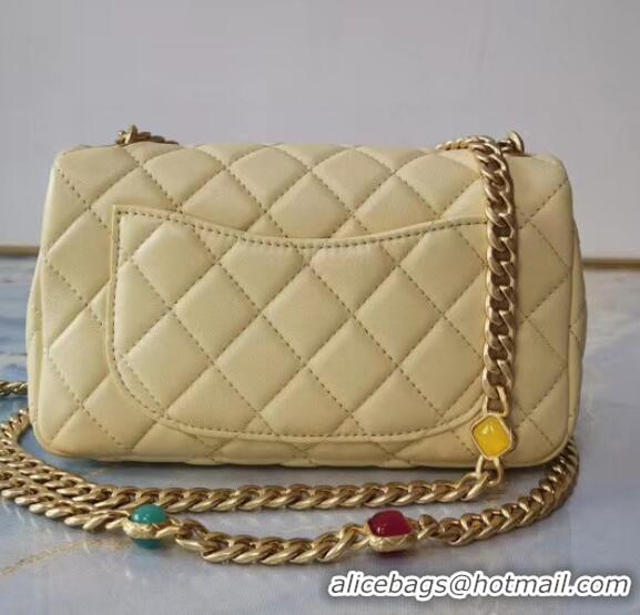 Buy Fashionable Chanel flap bag Lambskin Resin & Gold-Tone Metal AS2380 Yellow