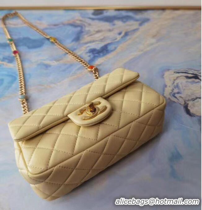 Buy Fashionable Chanel flap bag Lambskin Resin & Gold-Tone Metal AS2380 Yellow