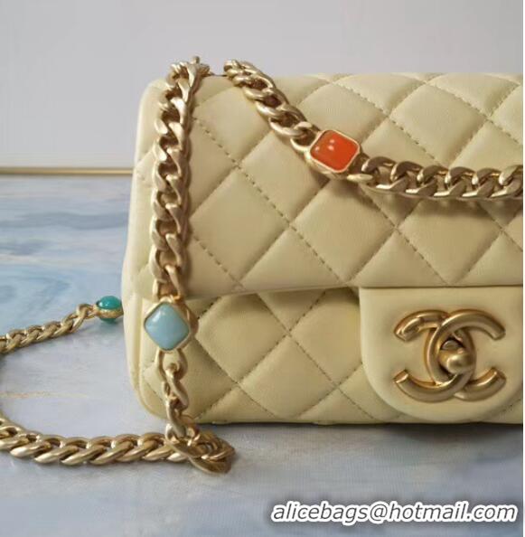 Buy Fashionable Chanel flap bag Lambskin Resin & Gold-Tone Metal AS2380 Yellow