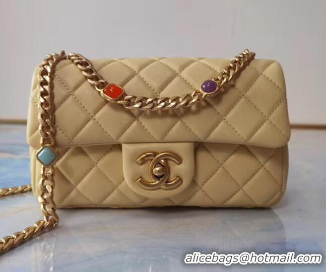 Buy Fashionable Chanel flap bag Lambskin Resin & Gold-Tone Metal AS2380 Yellow