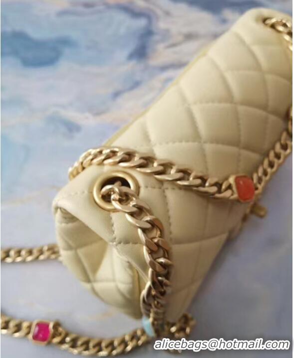 Buy Fashionable Chanel flap bag Lambskin Resin & Gold-Tone Metal AS2380 Yellow