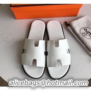 Sumptuous Hermes Izmir Sandal For Men in White Calfskin 062278