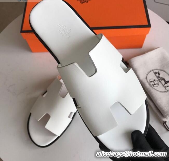 Sumptuous Hermes Izmir Sandal For Men in White Calfskin 062278