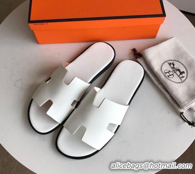 Sumptuous Hermes Izmir Sandal For Men in White Calfskin 062278