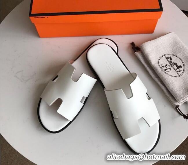 Sumptuous Hermes Izmir Sandal For Men in White Calfskin 062278