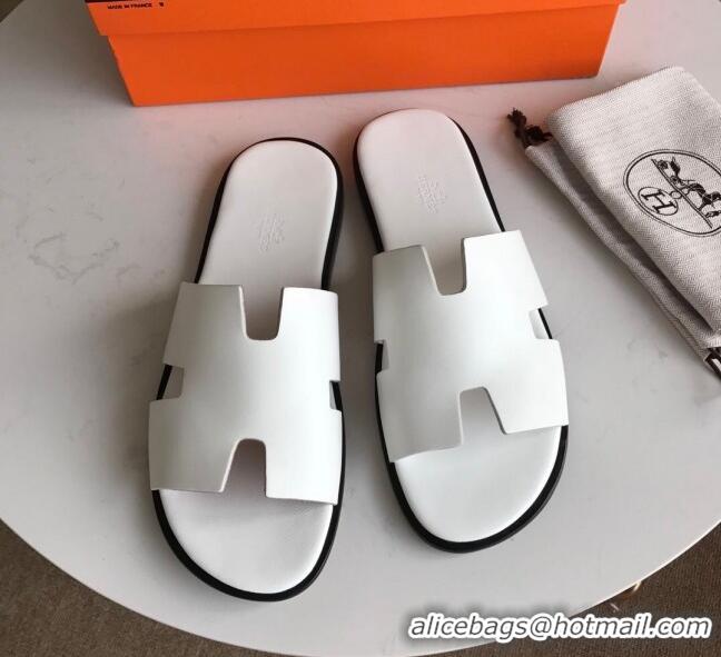 Sumptuous Hermes Izmir Sandal For Men in White Calfskin 062278