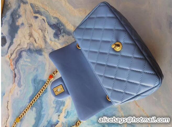 Affordable Price Chanel flap bag Lambskin Resin & Gold-Tone Metal AS2380 light blue