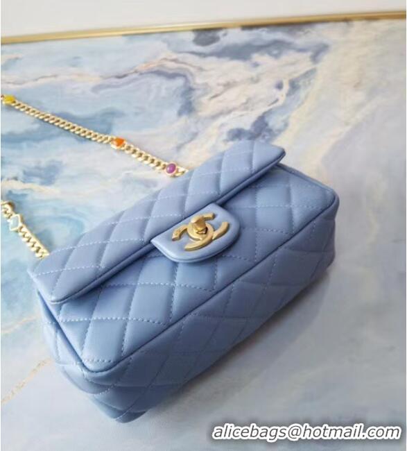 Affordable Price Chanel flap bag Lambskin Resin & Gold-Tone Metal AS2380 light blue