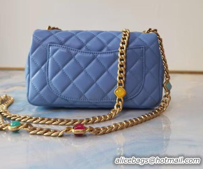 Affordable Price Chanel flap bag Lambskin Resin & Gold-Tone Metal AS2380 light blue