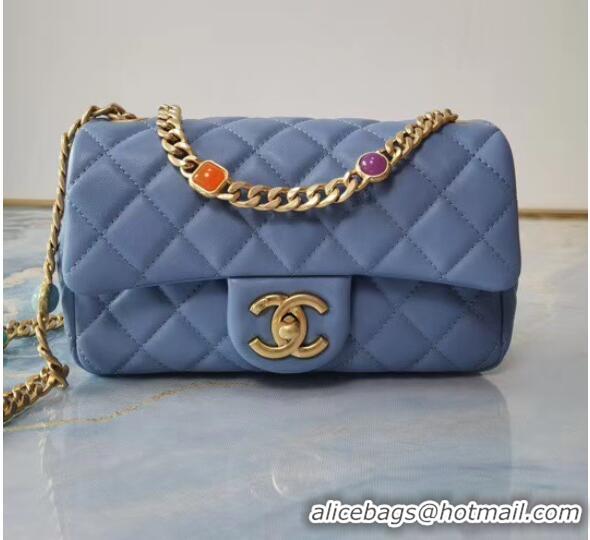 Affordable Price Chanel flap bag Lambskin Resin & Gold-Tone Metal AS2380 light blue