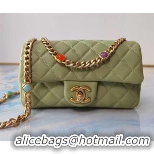 Good Product Chanel flap bag Lambskin Resin & Gold-Tone Metal AS2380 light green