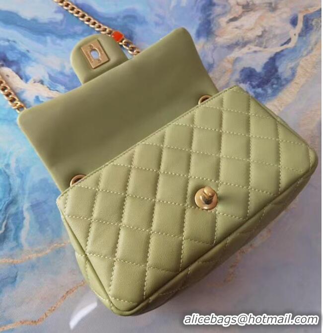 Good Product Chanel flap bag Lambskin Resin & Gold-Tone Metal AS2380 light green