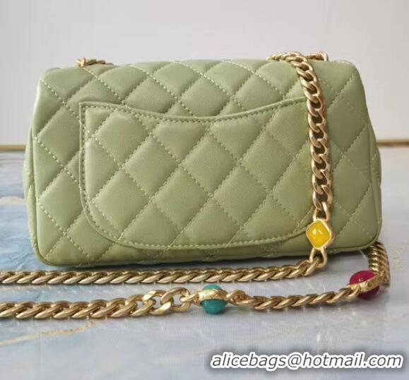 Good Product Chanel flap bag Lambskin Resin & Gold-Tone Metal AS2380 light green