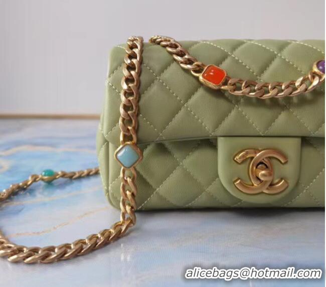 Good Product Chanel flap bag Lambskin Resin & Gold-Tone Metal AS2380 light green