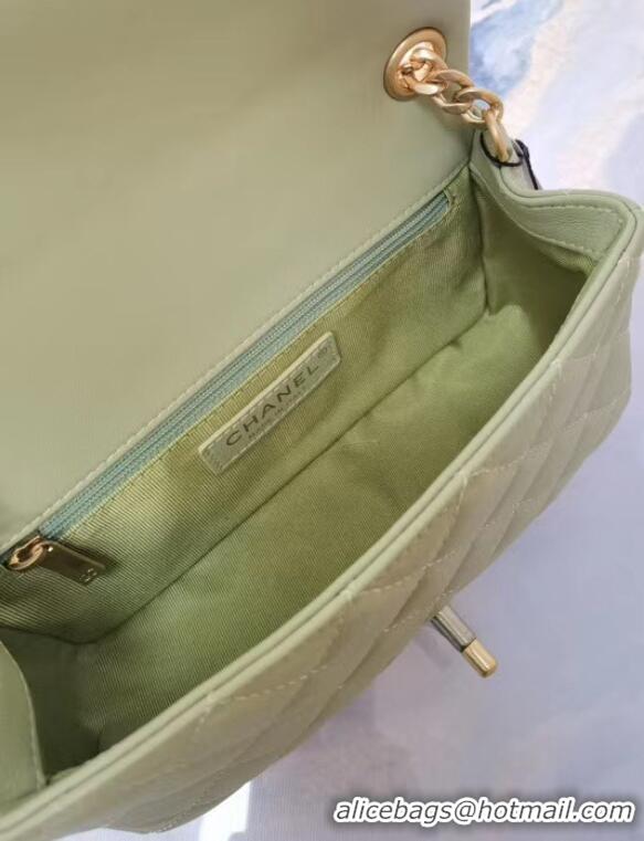 Good Product Chanel flap bag Lambskin Resin & Gold-Tone Metal AS2380 light green