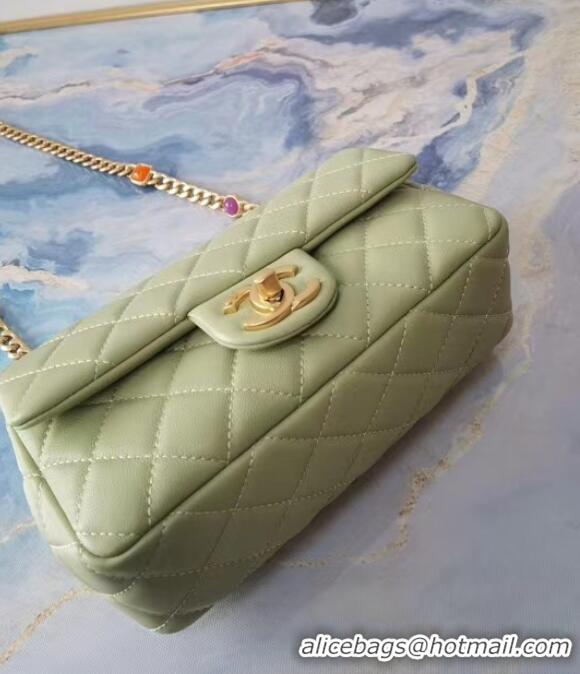 Good Product Chanel flap bag Lambskin Resin & Gold-Tone Metal AS2380 light green