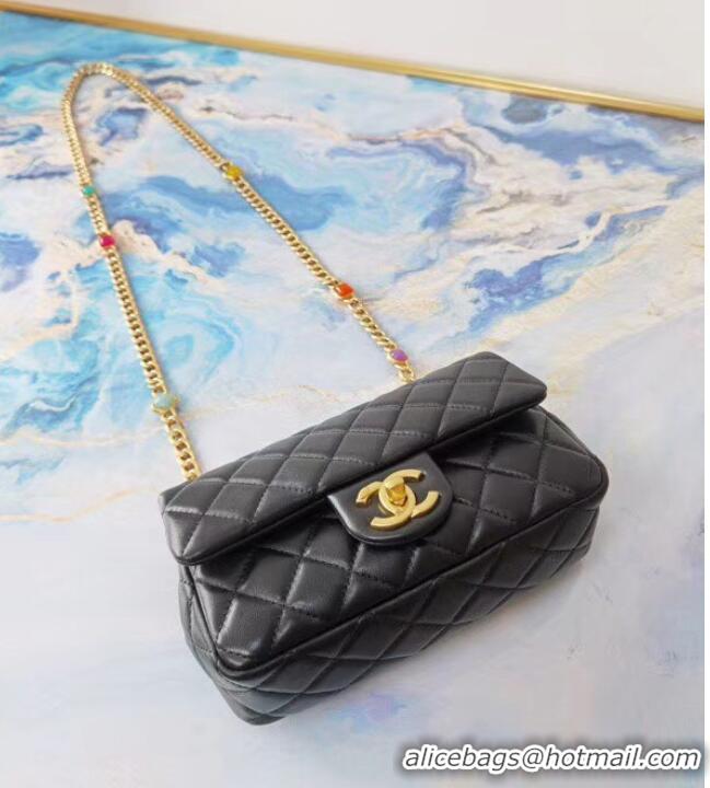 Top Quality Chanel flap bag Lambskin Resin & Gold-Tone Metal AS2380 black