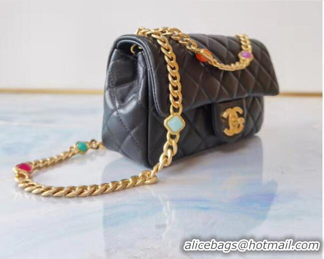 Top Quality Chanel flap bag Lambskin Resin & Gold-Tone Metal AS2380 black