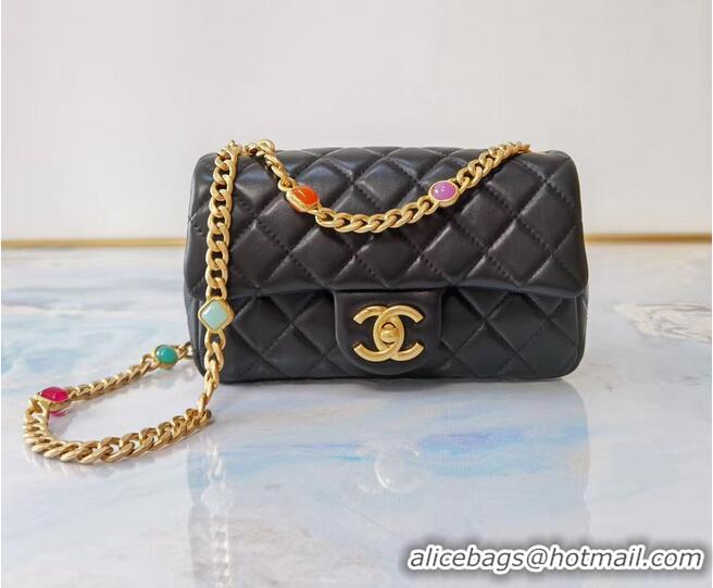 Top Quality Chanel flap bag Lambskin Resin & Gold-Tone Metal AS2380 black